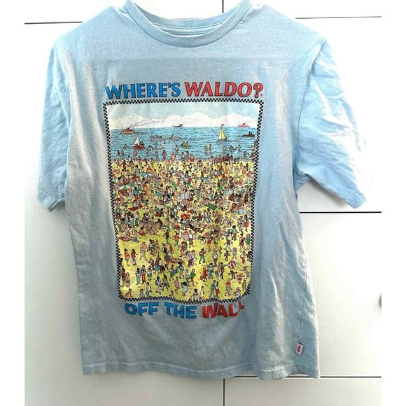 Vans Where's Waldo Beach Boys T-Shirt Large Graphic Short Sleeve Off the Wall - Picture 1 of 7